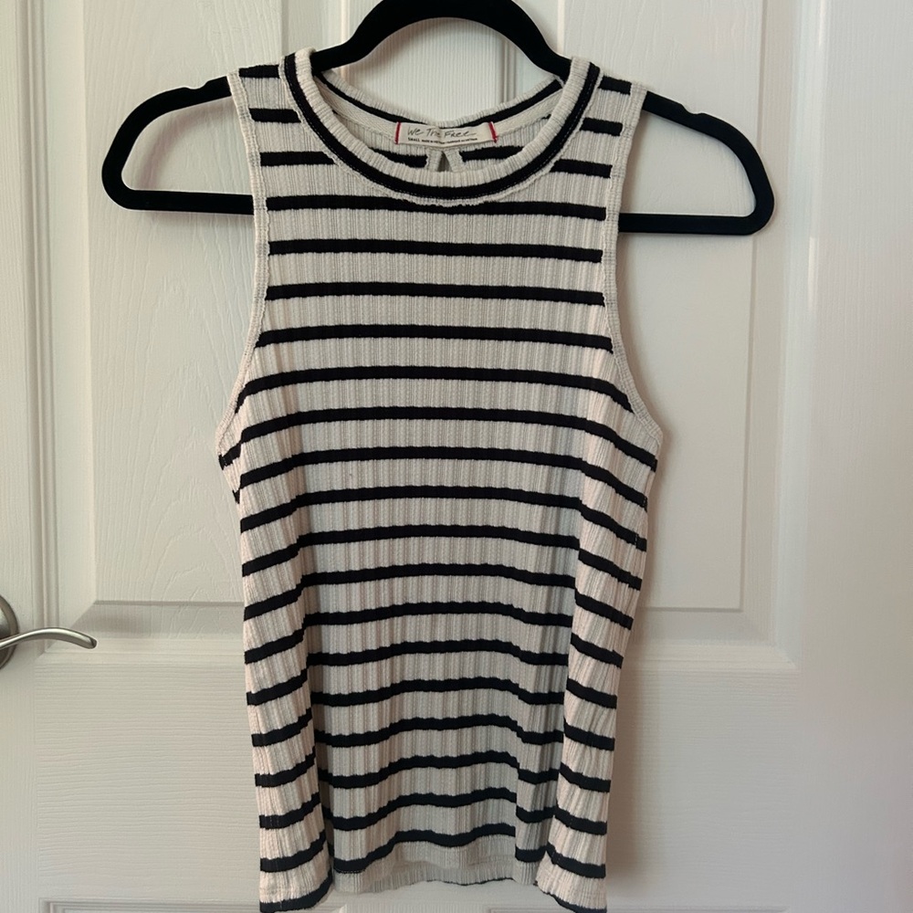 We The Free Black and White Striped Tank Top